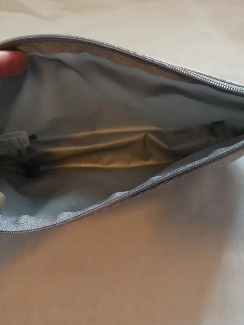 Thirty-One Small Gray Cosmetic Bag 2 Zippers New